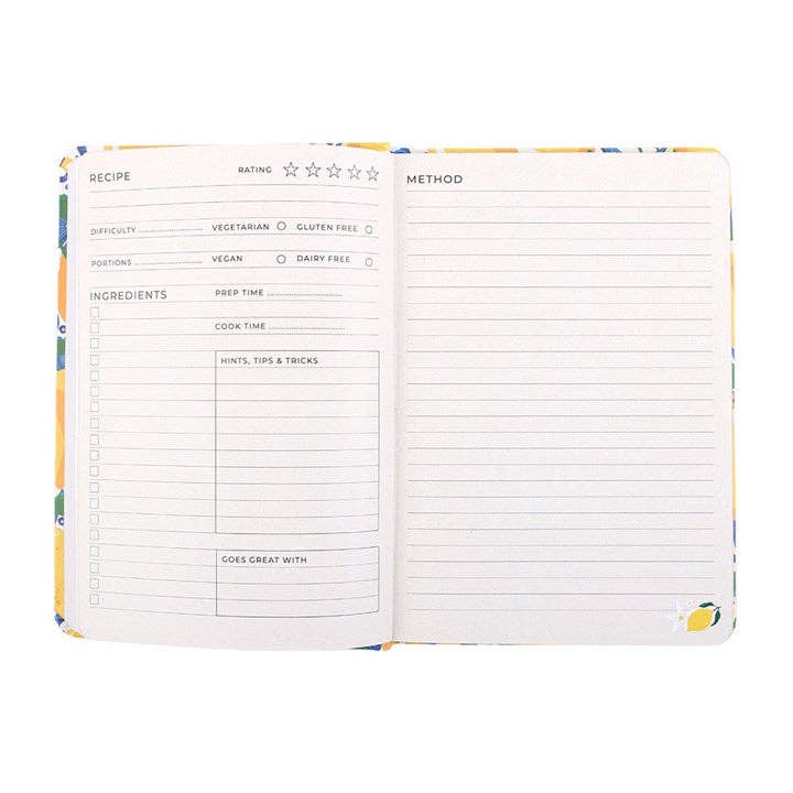 Italiaanse citroenprint A5 receptenboek