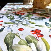 Italiaans tafelkleed Agrifoglio - katoen - hulstprint