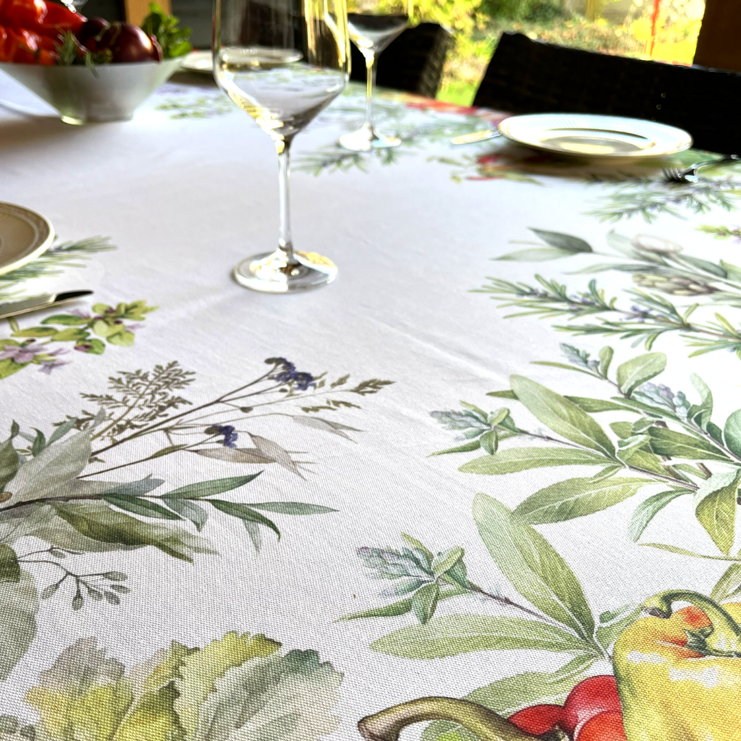 Italiaans tafelkleed Erbe Aromatiche - katoen - kruidenprint