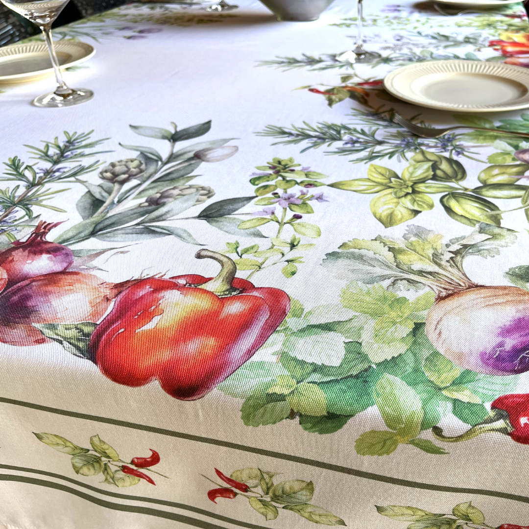 Italiaans tafelkleed Erbe Aromatiche - katoen - kruidenprint