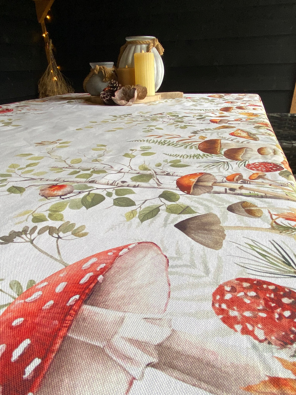 Italiaans tafelkleed Funghi - katoen - paddenstoelen