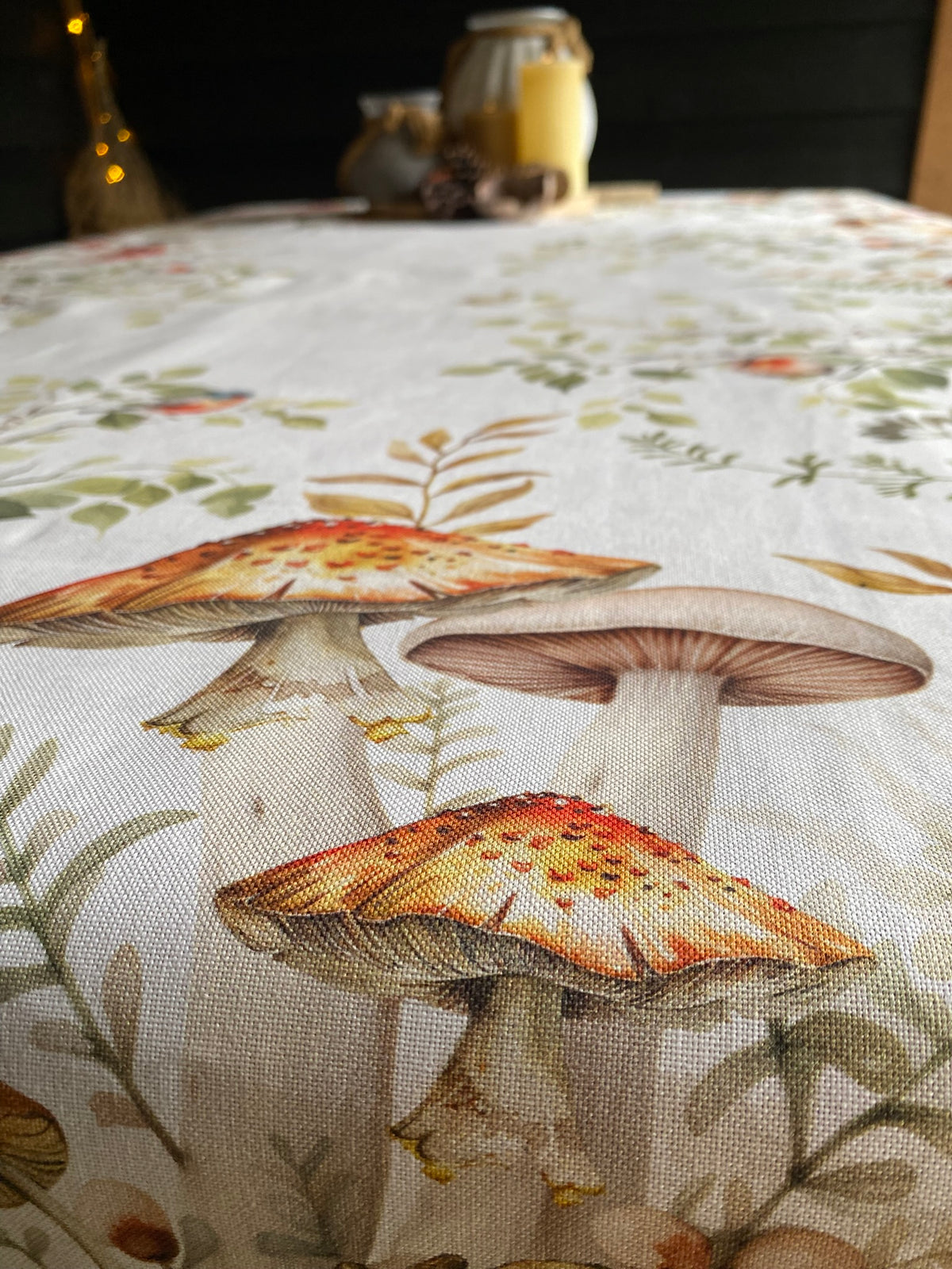 Italiaans tafelkleed Funghi - katoen - paddenstoelen
