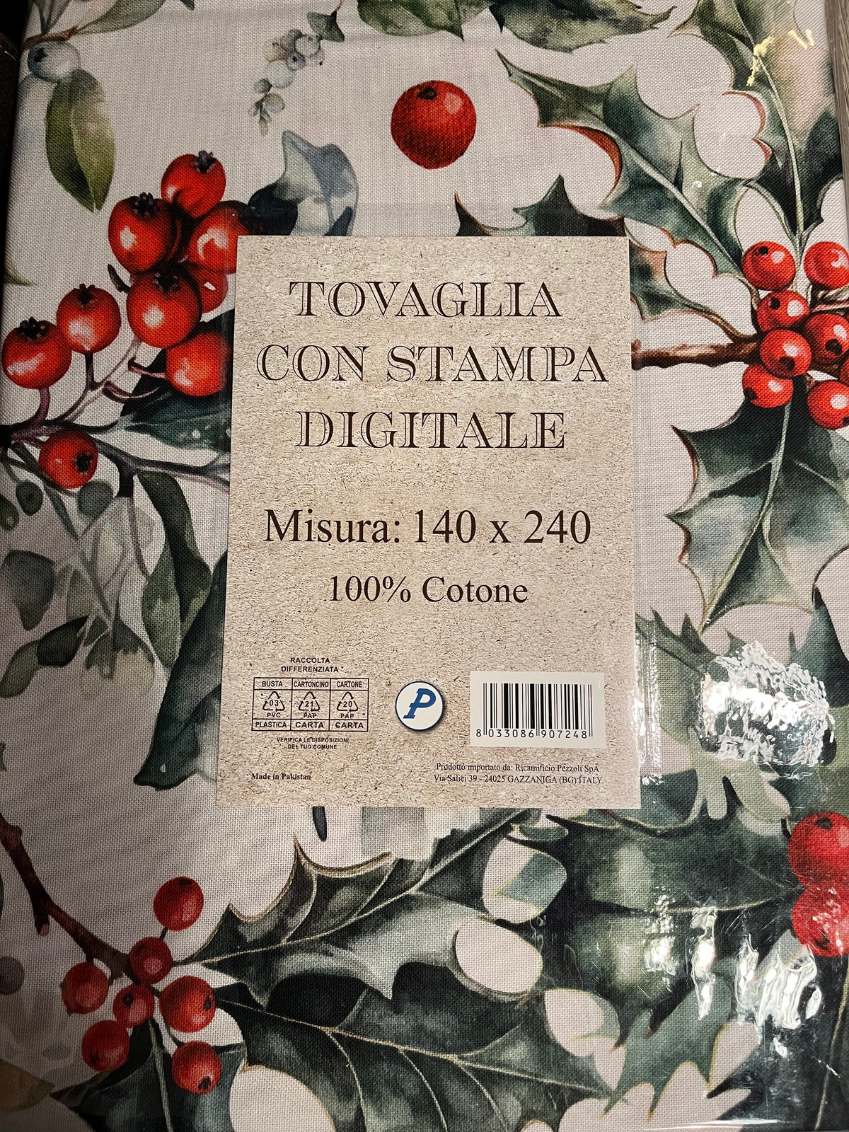 Italiaans tafelkleed Agrifoglio - katoen - hulstprint