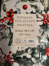 Italiaans tafelkleed Agrifoglio - katoen - hulstprint