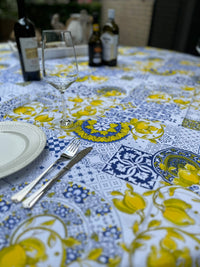 Italiaans tafelkleed Limone Italiano Rotonda - katoen - citroenprint