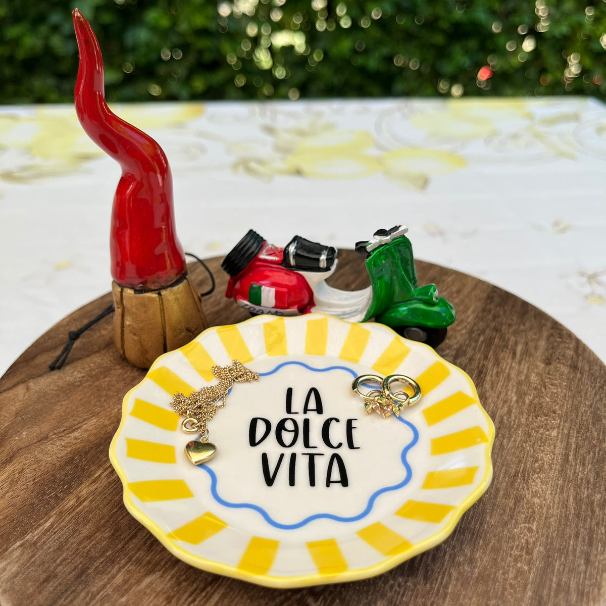 Gele Gestreepte La Dolce Vita Sieradenschaal