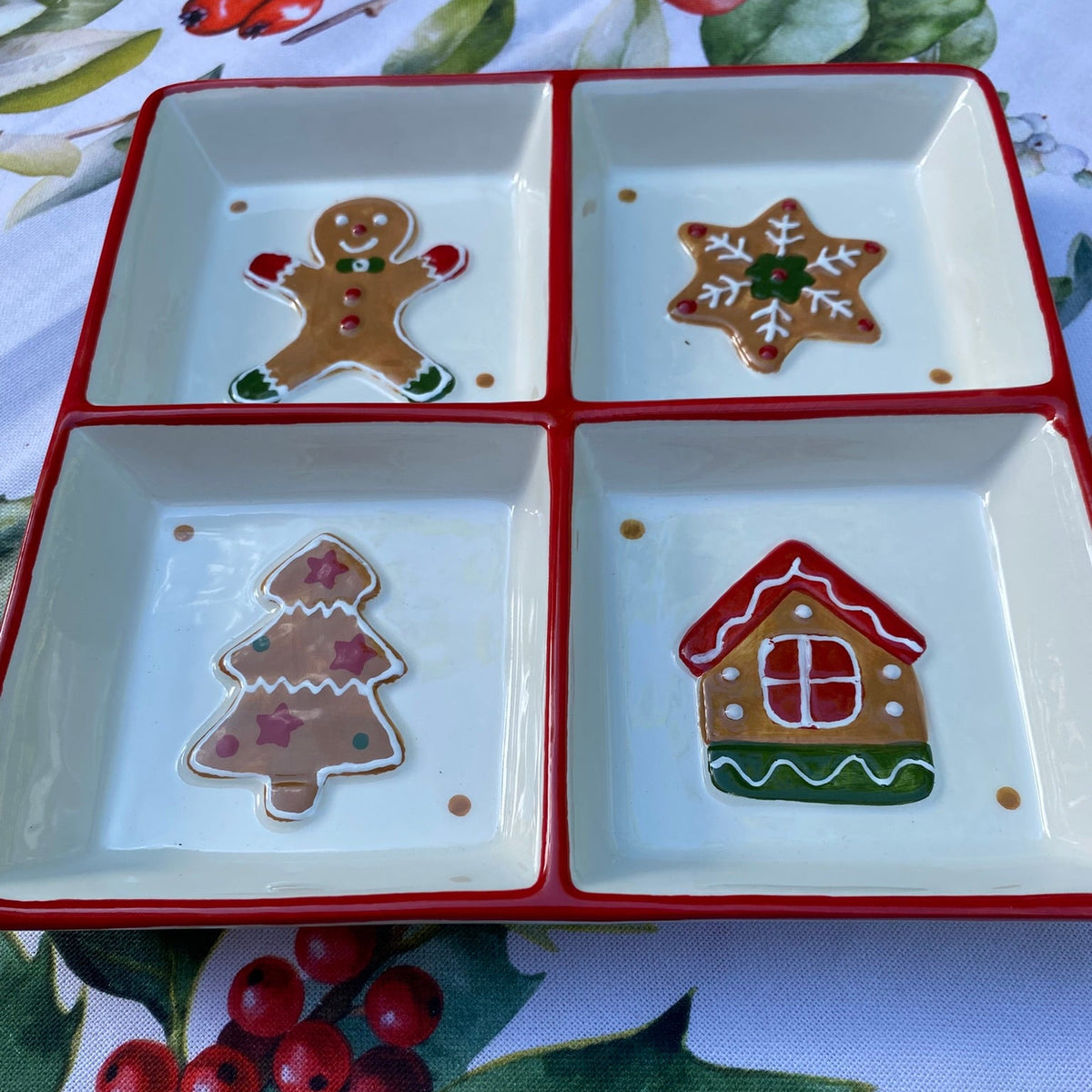 Serveerschaal - Keramiek - Kerst Sneeuwpop