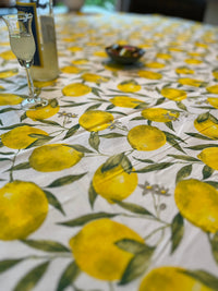 Italiaans tafelkleed Limoni Rotonda - katoen - citroenprint