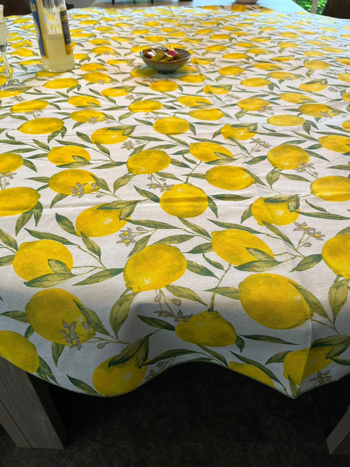 Italiaans tafelkleed Limoni Rotonda - katoen - citroenprint