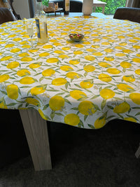 Italiaans tafelkleed Limoni Rotonda - katoen - citroenprint