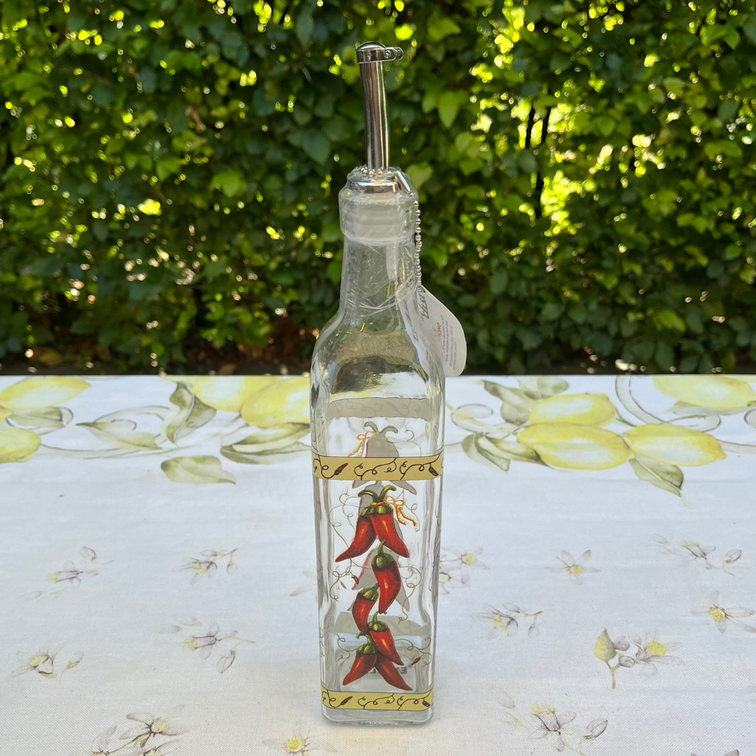 Oliefles met schenktuit 47 cl - Glas - Peperoncino