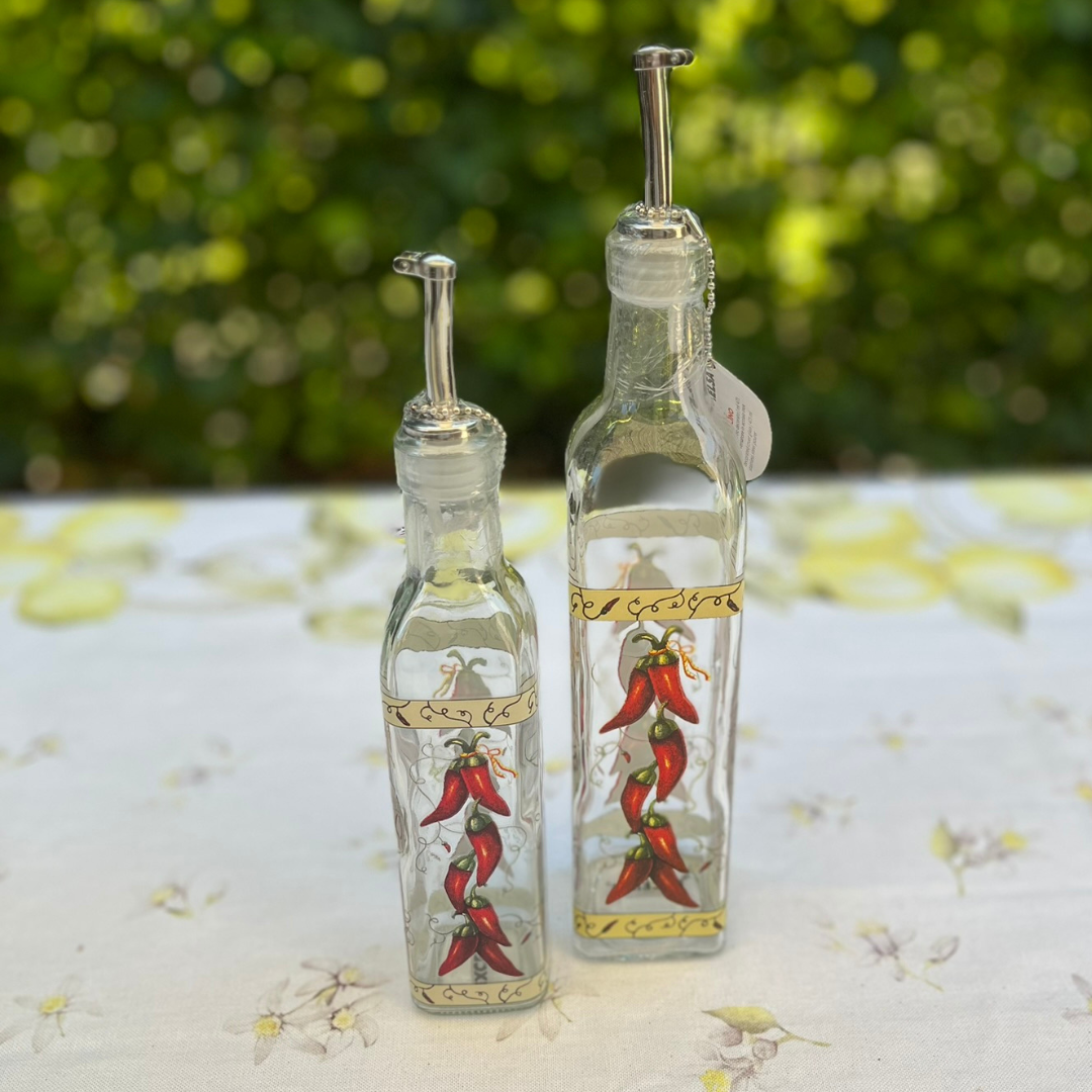 Oliefles met schenktuit 23 cl - Glas - Peperoncino