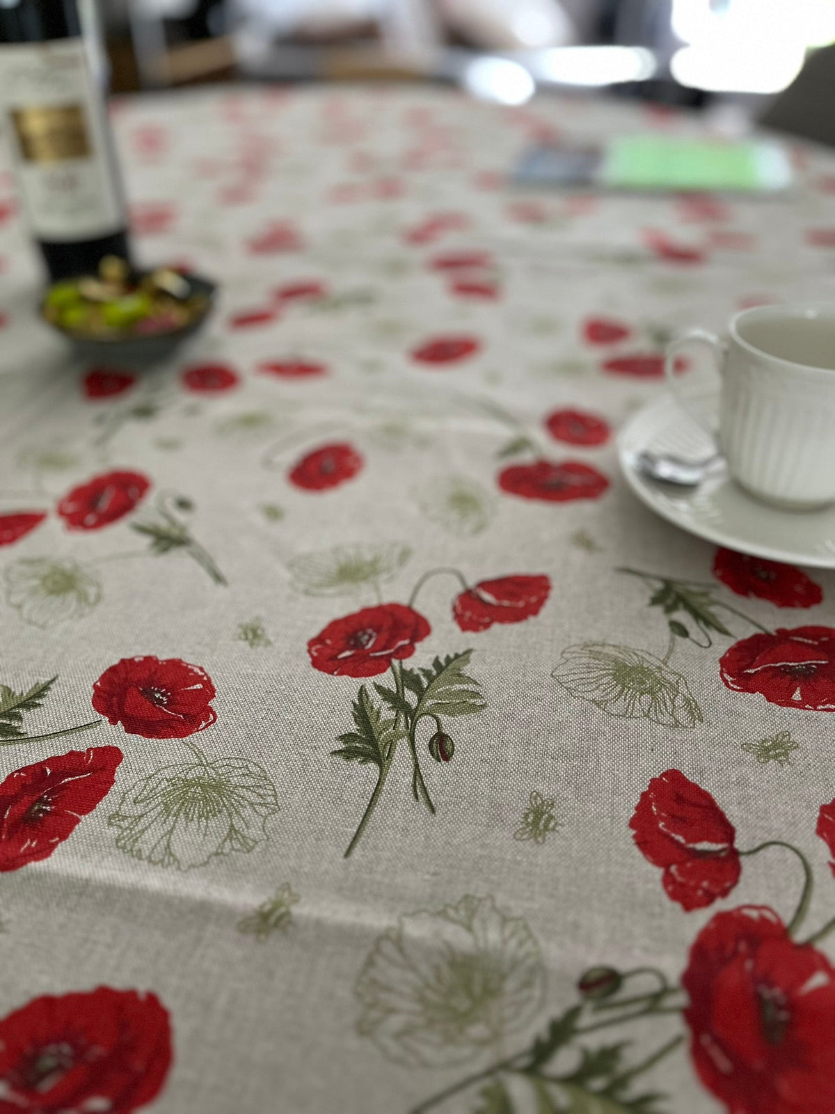 Italiaans tafelkleed Papaveri 2 Ovale - katoen - klaproosprint