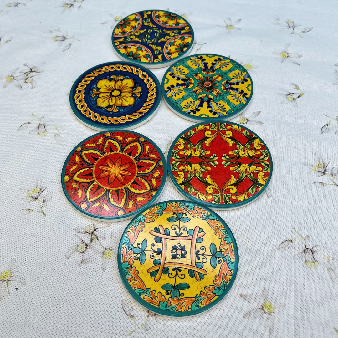 Set van 6 onderzetters - Keramiek - Trinacria