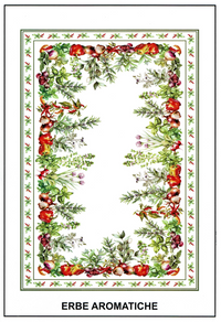 Italiaans tafelkleed Erbe Aromatiche - katoen - kruidenprint